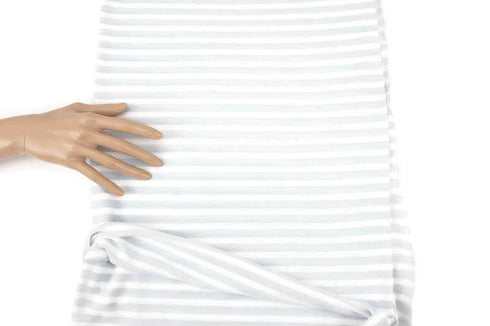 Light Muted Blue and White Stripe Sweater Knit Fabric by the yard OSK01052R